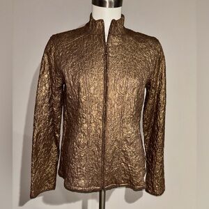 Chico's Women's Size 0 (XS 4) Lightweight Metallic Bronze Zip-Front Jacket